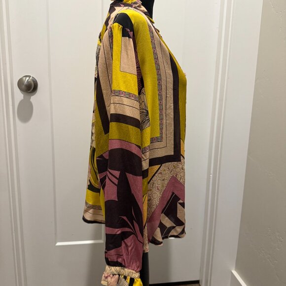 Johnny Was Blouse ~ Echo Amabel Silk Blouse In Neutral - Picture 4 of 6